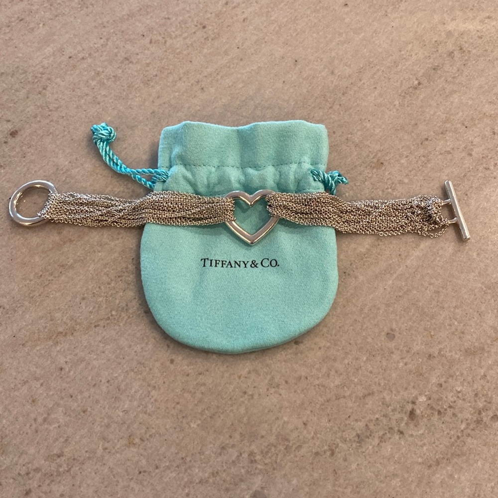 Tiffany & Co Bracelet mesh multi chain toggle bracelet with open heart
